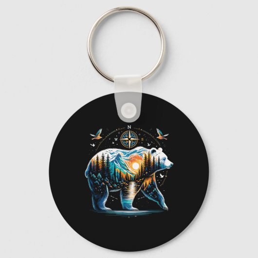 Beer Hiking Grizzly Beer Camping Kampeerder Sleutelhanger (Voorkant)
