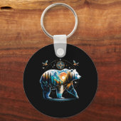 Beer Hiking Grizzly Beer Camping Kampeerder Sleutelhanger (Voorkant)