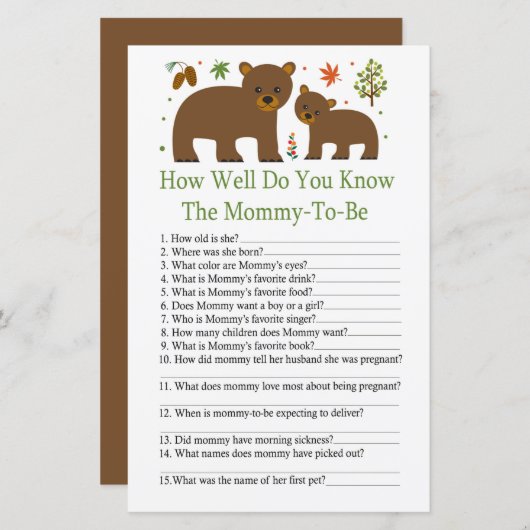 Beer Hoe goed ken je het baby shower spel? (Voorkant / Achterkant)