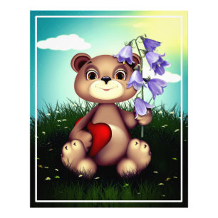 Beer Holding Boeket Flower-39920 Foto Afdruk