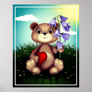 Beer Holding Boeket Flower-39920 Poster