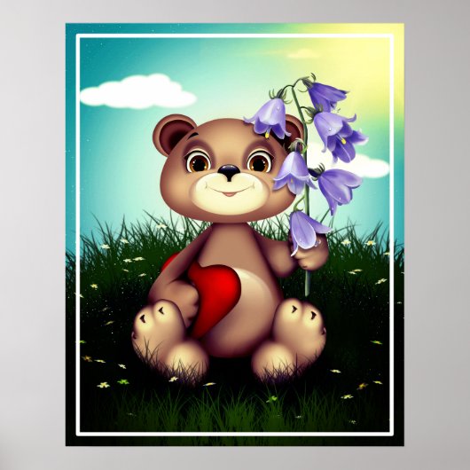 Beer Holding Boeket Flower-39920 Poster (Voorkant)