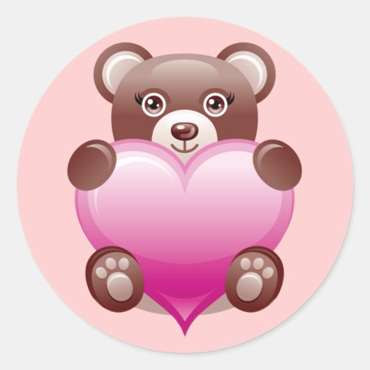 BEER HOLDING PINK HEART RONDE STICKER (Voorkant)