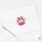 BEER HOLDING PINK HEART RONDE STICKER (Envelop)