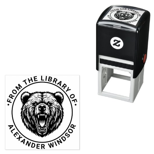 Beer Hoofd Baring Teeth #2 Bibliotheek Boeknaam Zelfinktende Stempel (In situ)