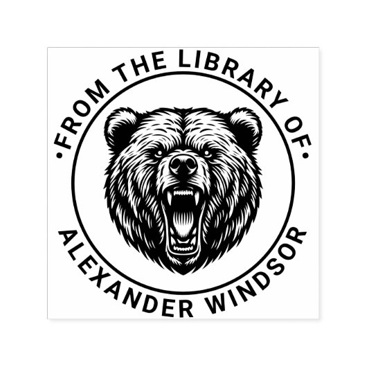 Beer Hoofd Baring Teeth #2 Bibliotheek Boeknaam Zelfinktende Stempel (Design)