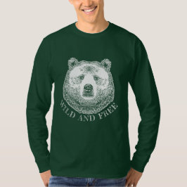 Beer hoofd, wild en vrij, handgetekende illustrati t-shirt