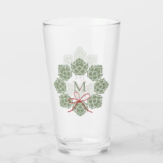 Beer Hops Kerstmonogram Glas (Achterkant)