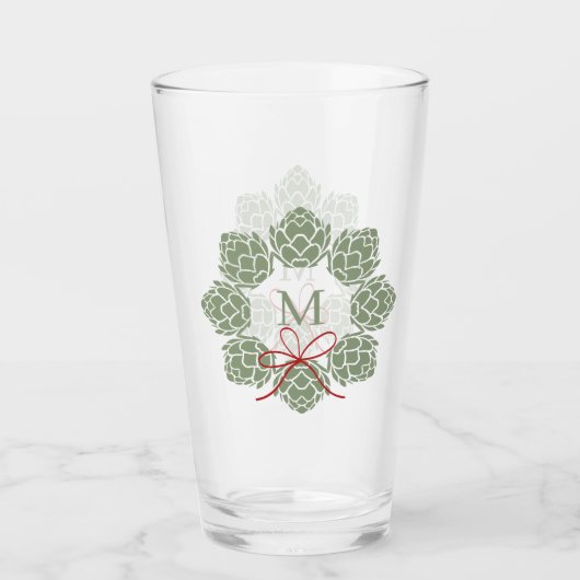 Beer Hops Kerstmonogram Glas (Voorkant)