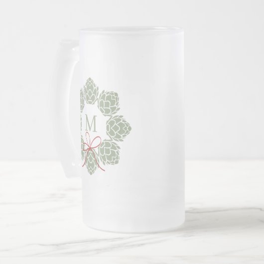 Beer Hops Kerstmonogram Matglas Bierpul (Voorkant links)