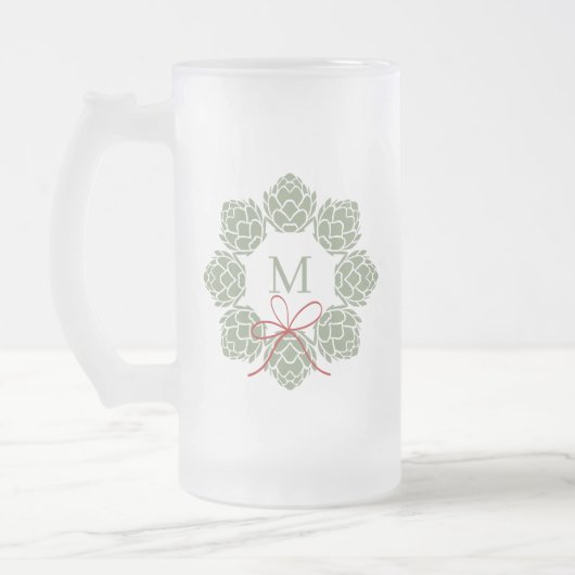 Beer Hops Kerstmonogram Matglas Bierpul (Links)