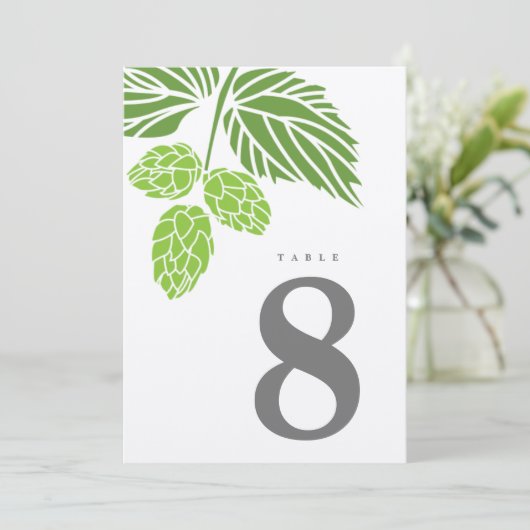 Beer Hops rustieke tafel nummer Kaart (Staand voorkant)