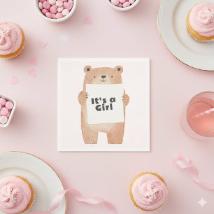 beer houder teken schattig roze baby shower servet