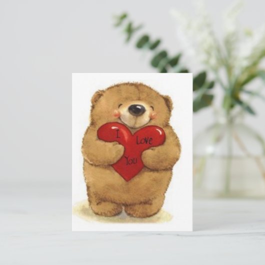 Beer houdt hart-ik-liefde van jou briefkaart (Staand voorkant)