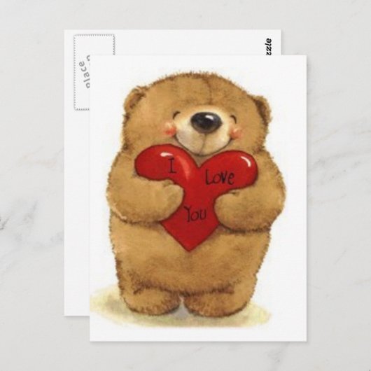 Beer houdt hart-ik-liefde van jou briefkaart (Voorkant / Achterkant)