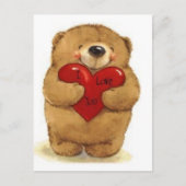 Beer houdt hart-ik-liefde van jou briefkaart (Voorkant)