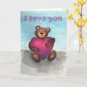 Beer houdt hart vast kaart (Gele Bloem)