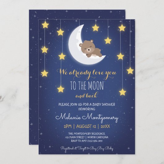 Beer houdt van je, het motorrug Baby shower Kaart (Voorkant / Achterkant)