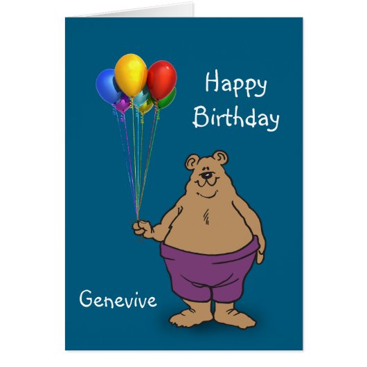 Beer houdt verjaardagsballonnen gepersonaliseerd (Voorkant)