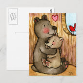 Beer Hugs - Cute Teddy Bear Art Briefkaart (Voorkant / Achterkant)