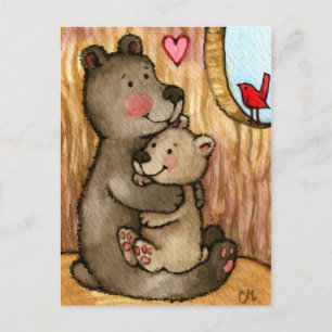 Beer Hugs - Cute Teddy Bear Art Briefkaart