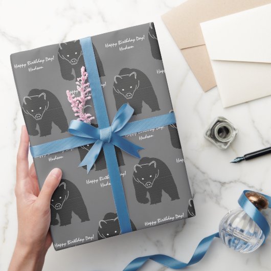 Beer Hunt Birthday Rustic Grey Custom Message Cadeaupapier (Geschenken)