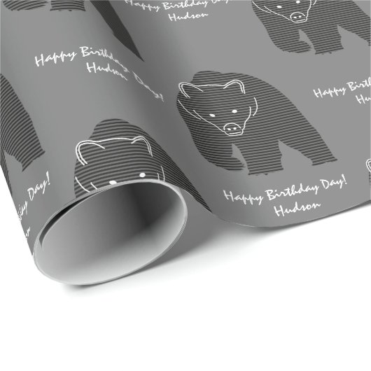 Beer Hunt Birthday Rustic Grey Custom Message Cadeaupapier (Rol Hoek)