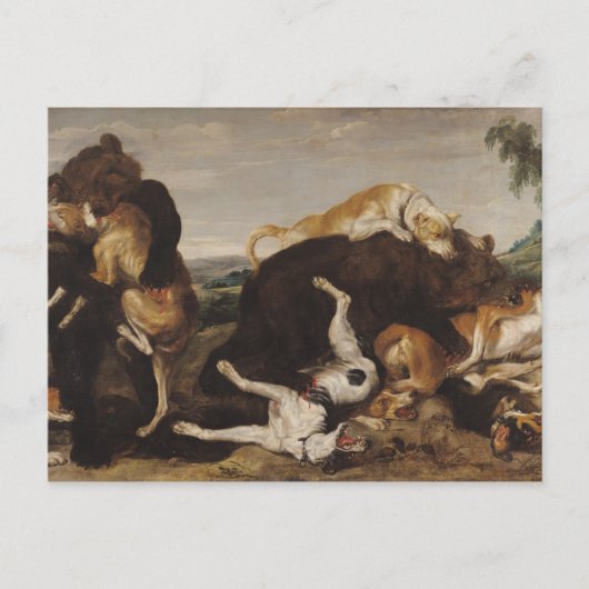 Beer Hunt of, strijd tussen honden en Beren Briefkaart (Voorkant)