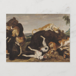 Beer Hunt of, strijd tussen honden en Beren Briefkaart