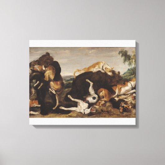 Beer Hunt of, strijd tussen honden en Beren Canvas Afdruk (Voorkant)