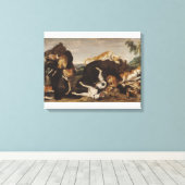 Beer Hunt of, strijd tussen honden en Beren Canvas Afdruk (Insitu (Houten vloer))
