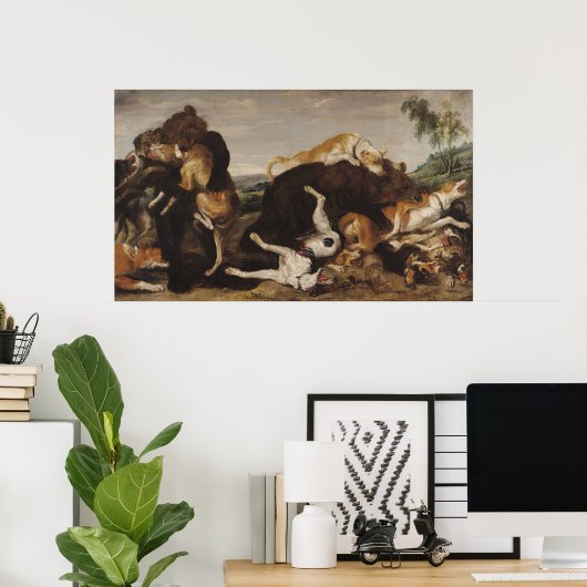 Beer Hunt of, strijd tussen honden en Beren Poster (Thuiskantoor)
