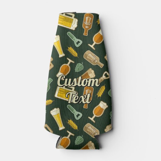 Beer Icons Pattern Bottle Cooler (Voorkant)