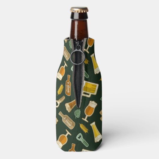 Beer Icons Pattern Bottle Cooler (Fles Achterkant)