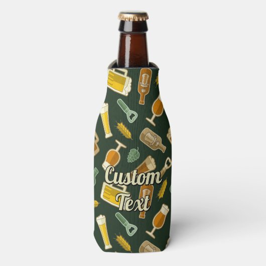 Beer Icons Pattern Bottle Cooler (Fles Voorkant)