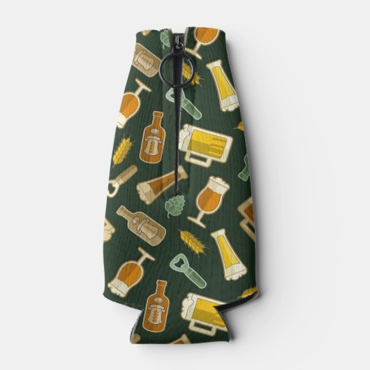 Beer Icons Pattern Bottle Cooler (Achterkant)