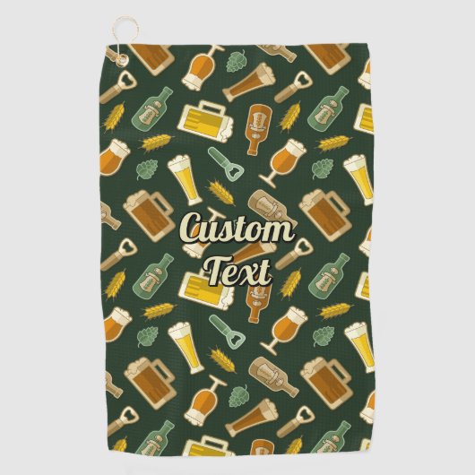 Beer Icons Pattern Golf Towel Golfhanddoek (Voorkant)