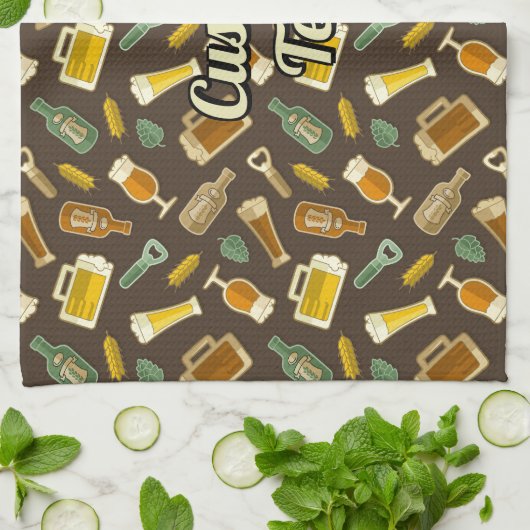 Beer Icons Pattern Kitchen Towel Theedoek (Gevouwen)