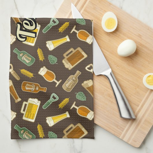 Beer Icons Pattern Kitchen Towel Theedoek (Quarter Fold)