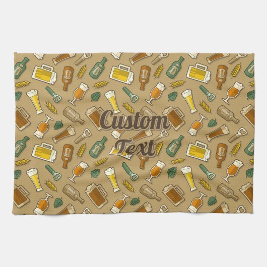 Beer Icons Pattern Kitchen Towel Theedoek (Horizontaal)