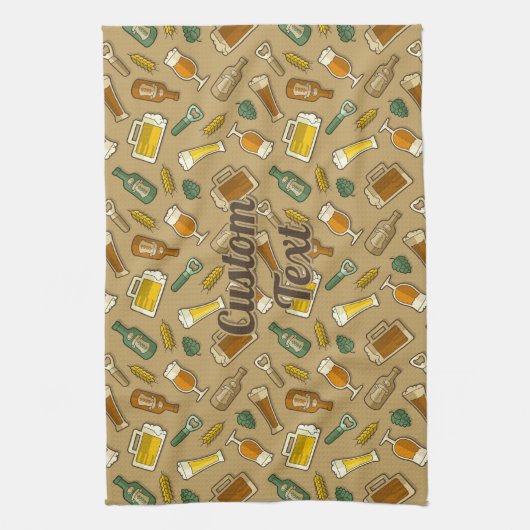 Beer Icons Pattern Kitchen Towel Theedoek (Verticaal)