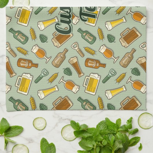 Beer Icons Pattern Kitchen Towel Theedoek (Gevouwen)