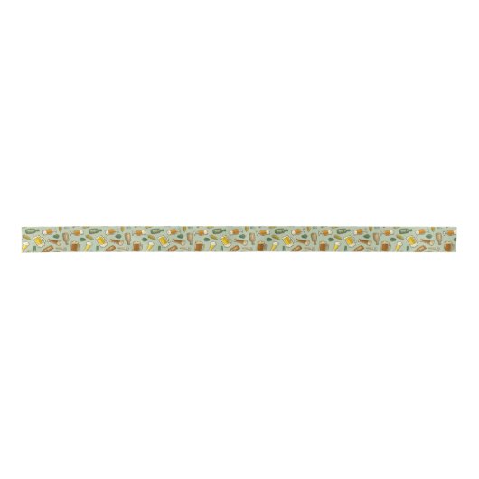 Beer Icons Pattern Satin Ribbon Satijnen Lint (Voorkant)