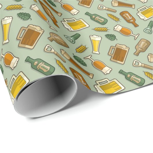 Beer Icons Pattern Wrapping Paper Cadeaupapier (Rol Hoek)