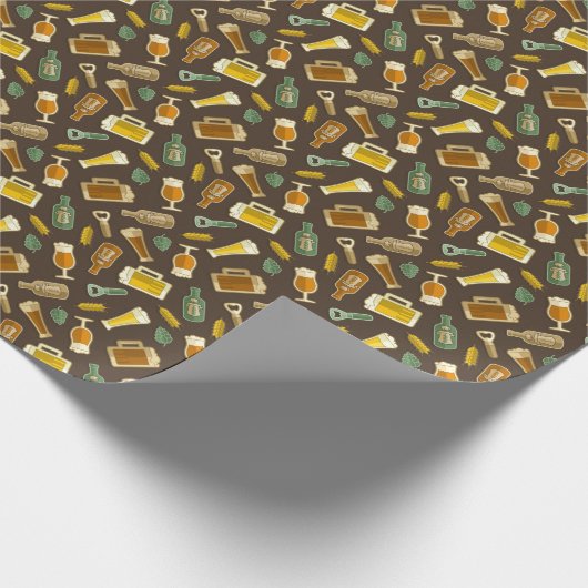 Beer Icons Pattern Wrapping Paper Cadeaupapier (Hoek)