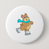 Beer IJsschaatsen IJ-schaatsen Ronde Button 7,6 Cm (Voorkant)