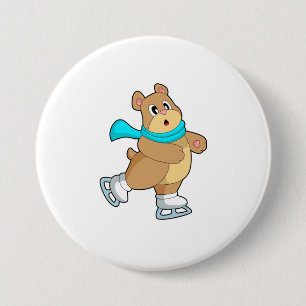 Beer IJsschaatsen IJ-schaatsen Ronde Button 7,6 Cm