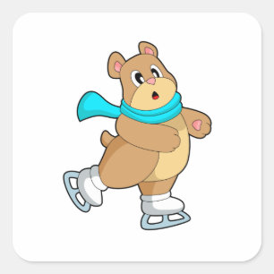 Beer IJsschaatsen IJ-schaatsen Vierkante Sticker