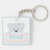 Beer illustratie kinder kinderachtige afdruk sleutelhanger (Achterkant)