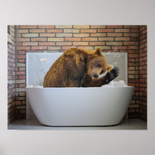 Beer in bad met Bathtub Bubble Poster